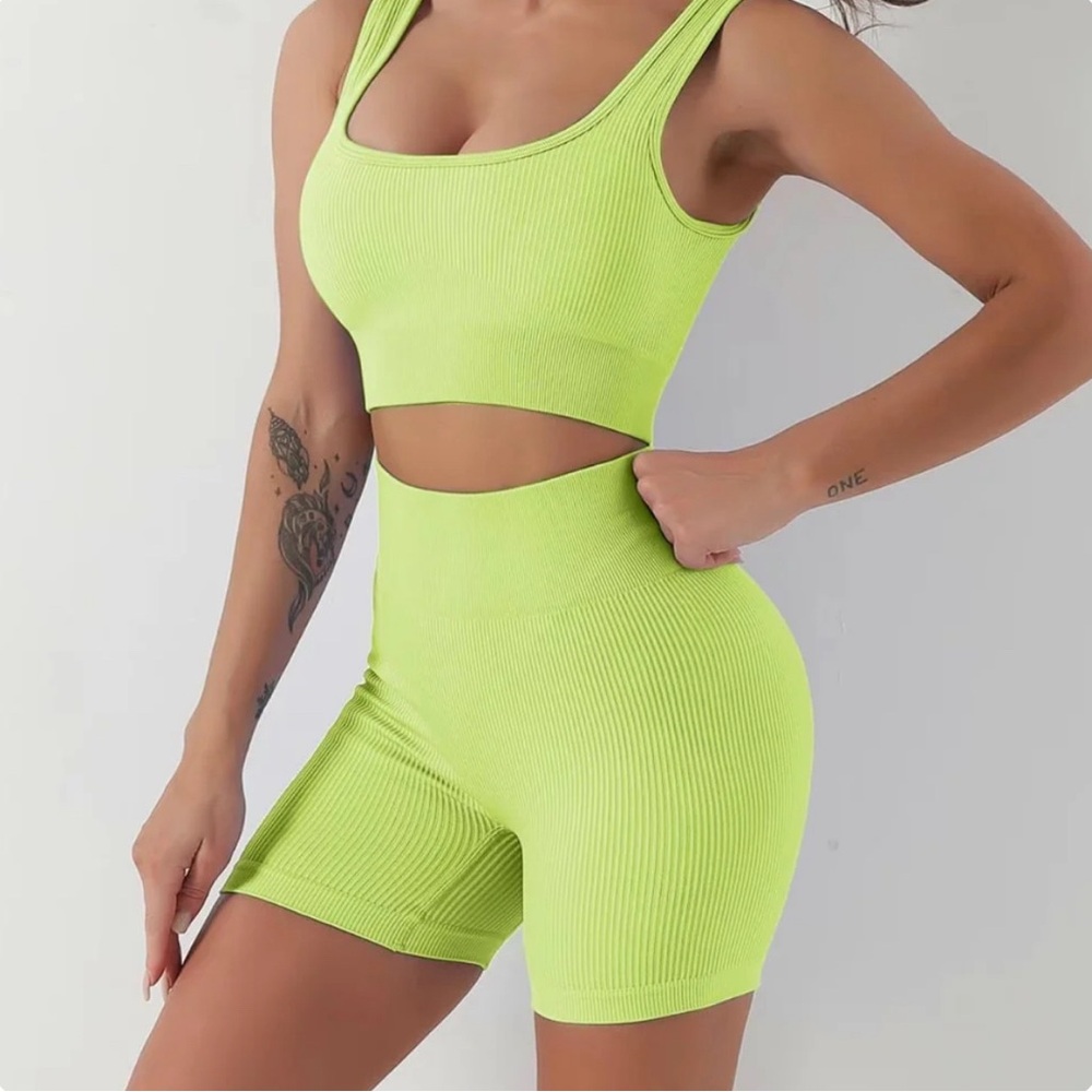 Lime Green Two Piece Short Set